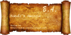 Babák Aminta névjegykártya